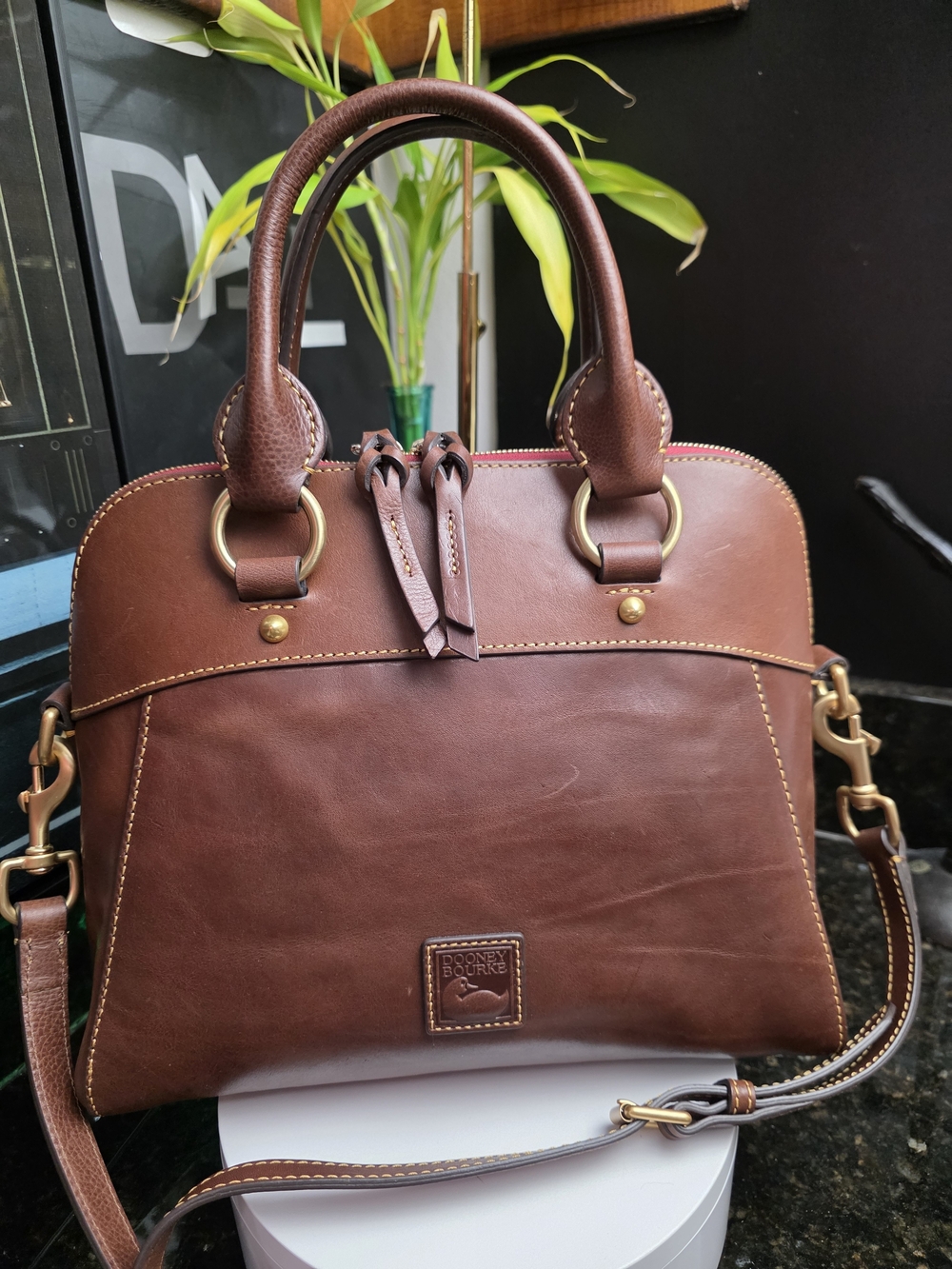 Dooney & Bourke Brown Leather Satchel Handbag